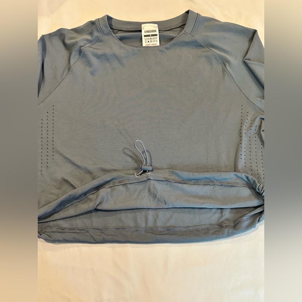 Gymshark Sweat Seamless Long Sleeve Crop Top- Gray - Picture 9 of 12